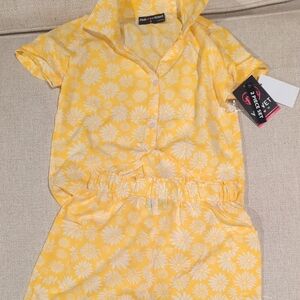 Velvet Sunflower Yellow Kids Matching Set